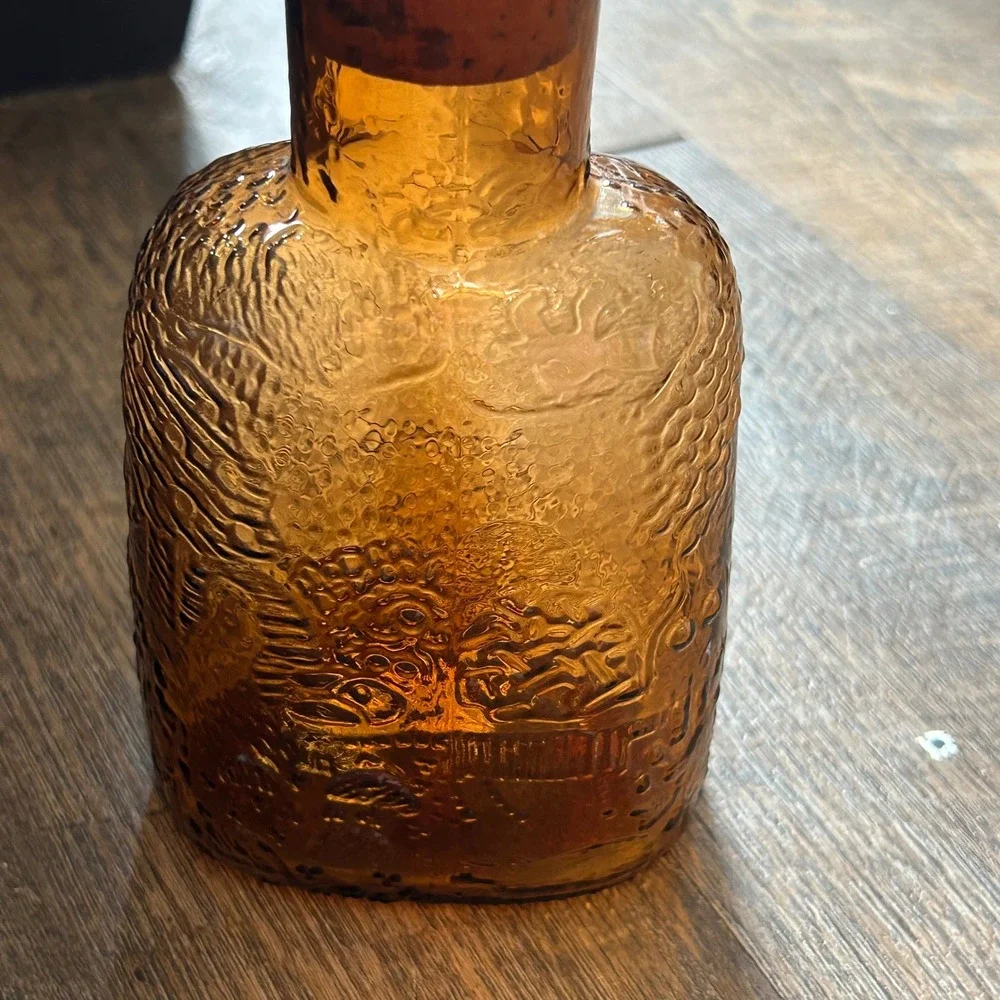 Nuutajärvi Arabia Finland Oiva Toikka Fauna Amber Glass Decanter 5 Shot Glasses